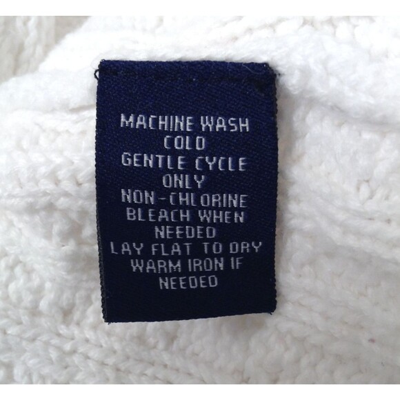 Ralph Lauren Chaps Sweater Wn XL White Fisherman Cable Knit Chunky Prep Y2K 90s - Picture 9 of 9